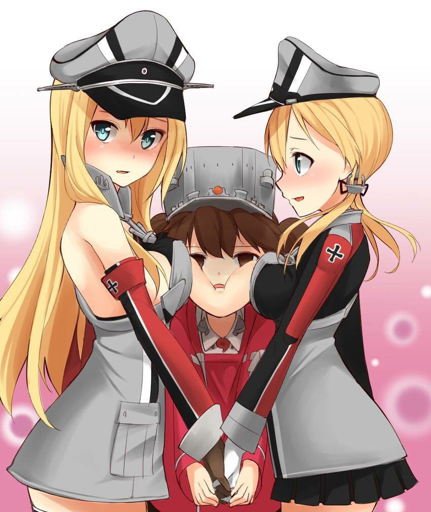 Purinzu - Kantai collection, Prinz Eugen, Bismarck, Ryuujou, Anime, Anime art, Boobs, Longpost