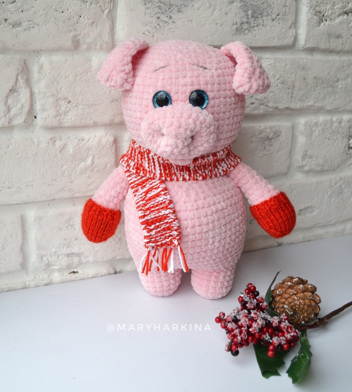 Handmade pig - My, Knitted toys, Pig year, Pig, Longpost