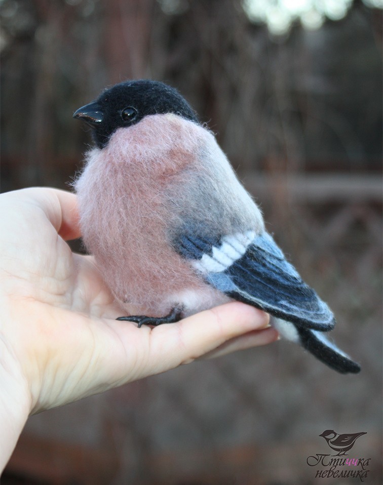 Bullfinch. Interior bird. Dry felting. - My, Dry felting, Creation, Birds, Handmade, Needlework without process, Needlework, Longpost