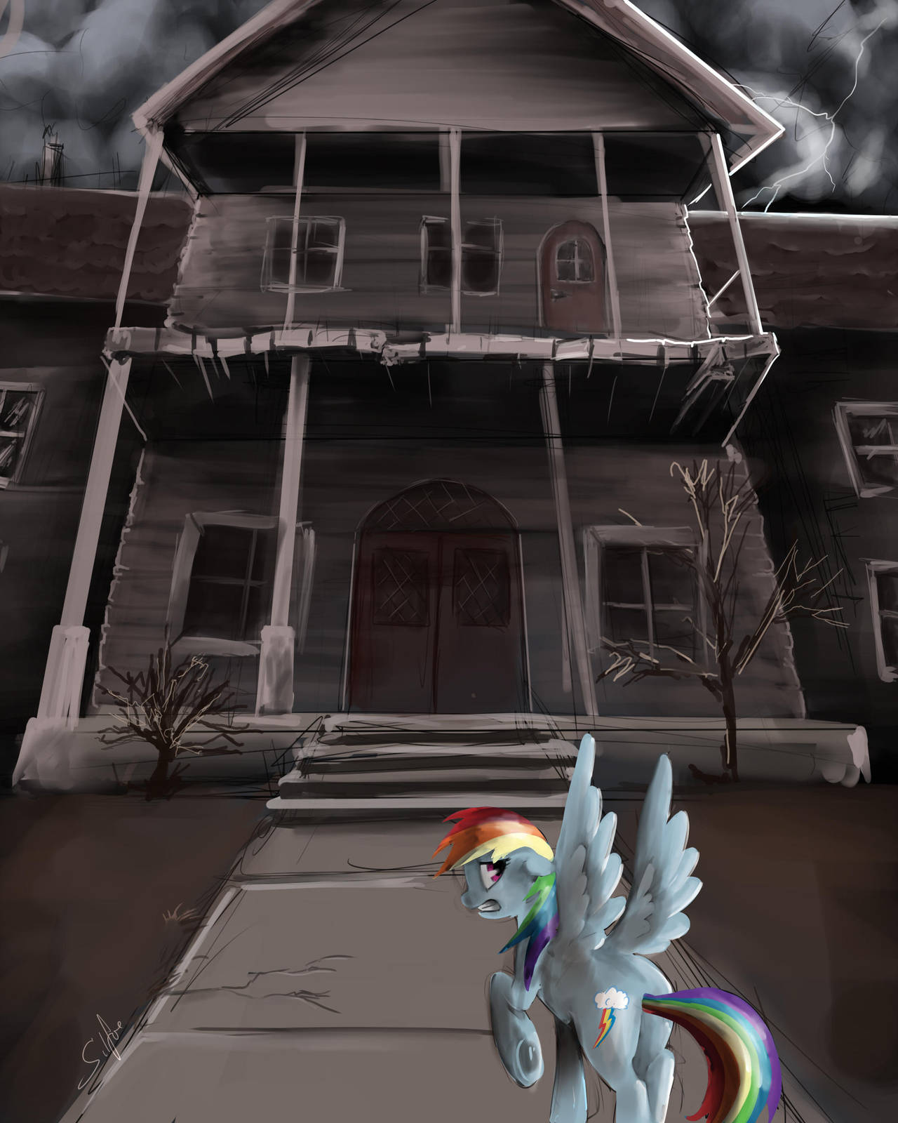 Cursed old house! - My little pony, Rainbow dash, Silfoe