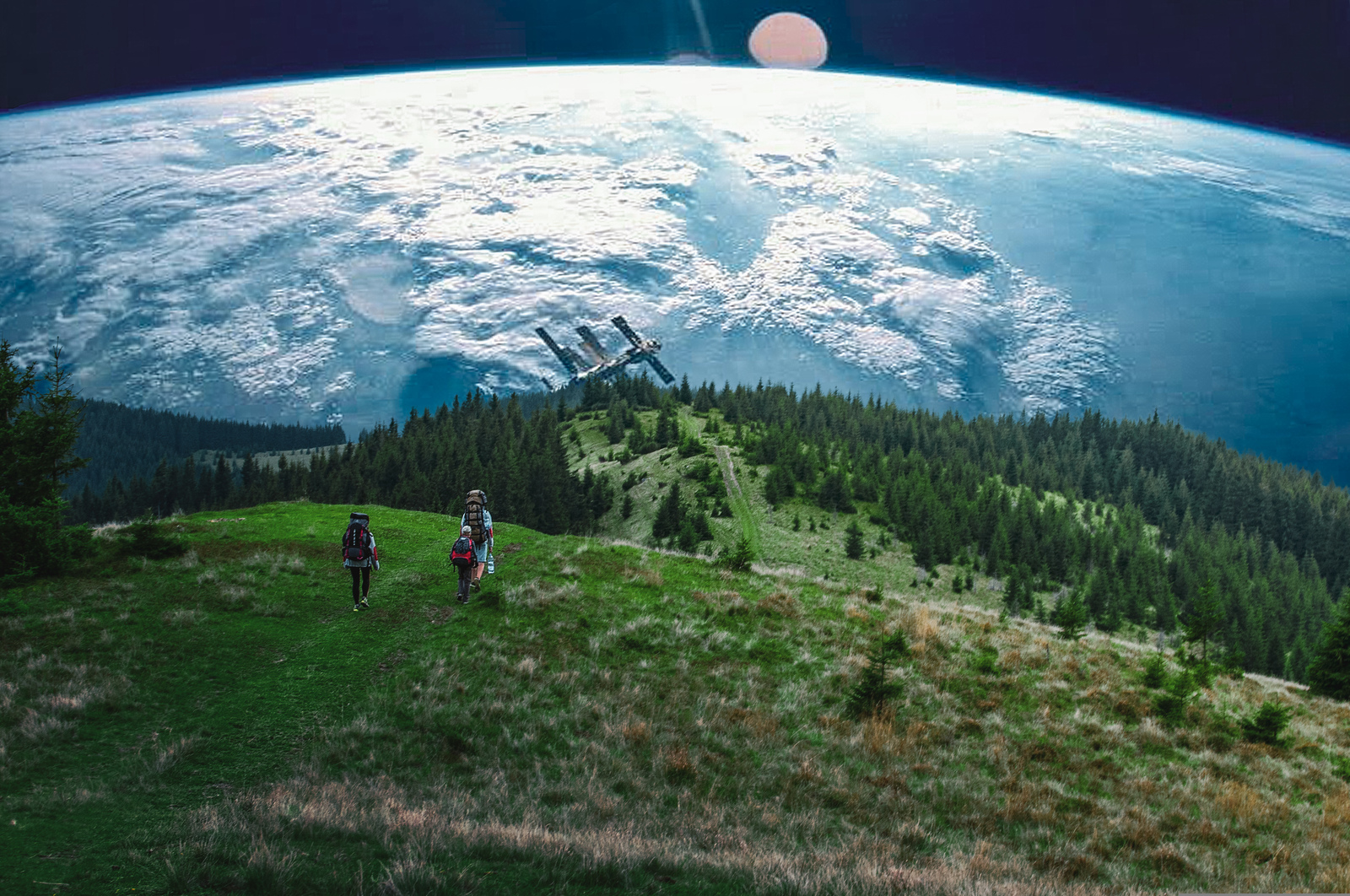 On the edge of the world - My, The mountains, Travels, Space, Photoshop, Family, The photo, Forest, ISS