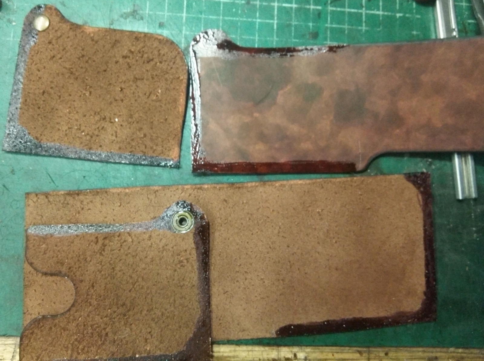 Simple bifold + process pieces - My, Leather craft, Handmade, Leather, Wallet, Needlework with process, Longpost