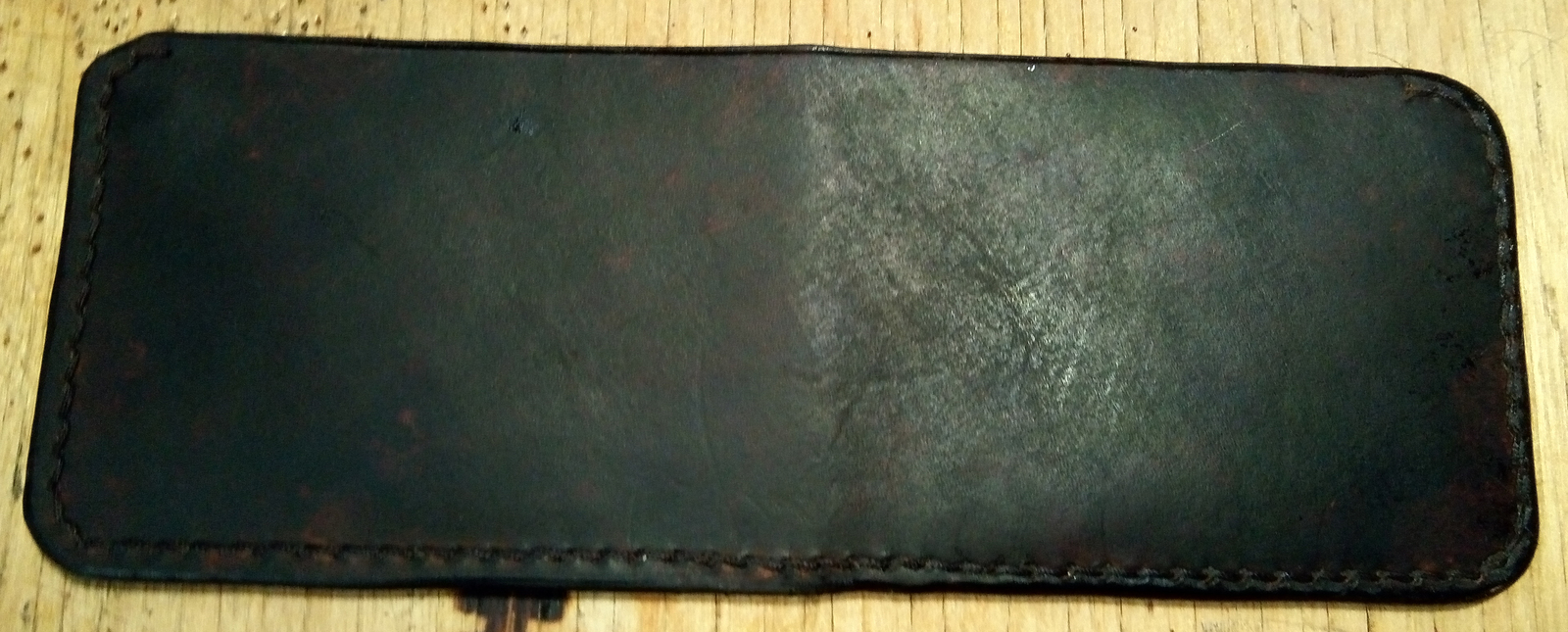 Simple bifold + process pieces - My, Leather craft, Handmade, Leather, Wallet, Needlework with process, Longpost