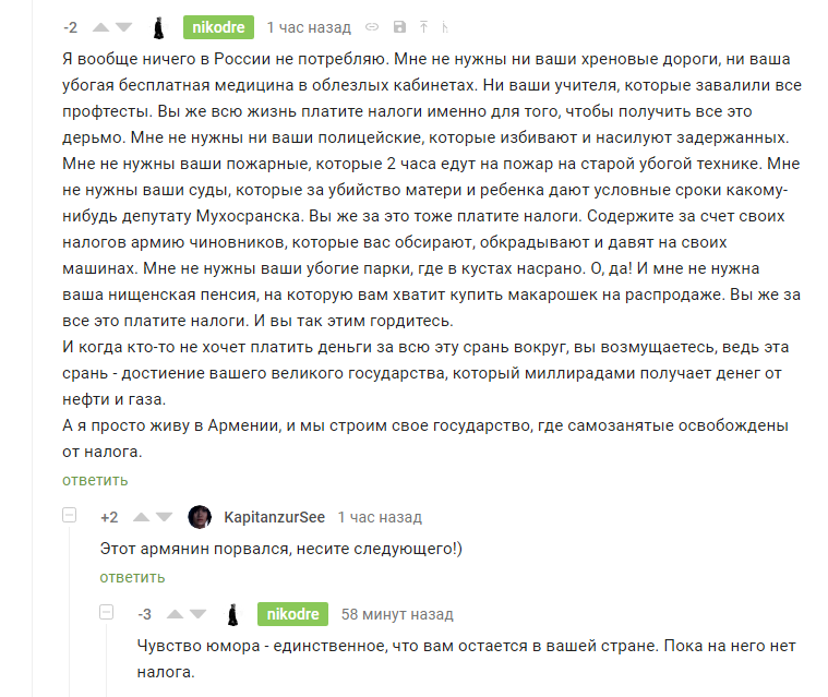 A user from Armenia was worried about Russia. - Comments on Peekaboo, Users, Politics, Self-employment