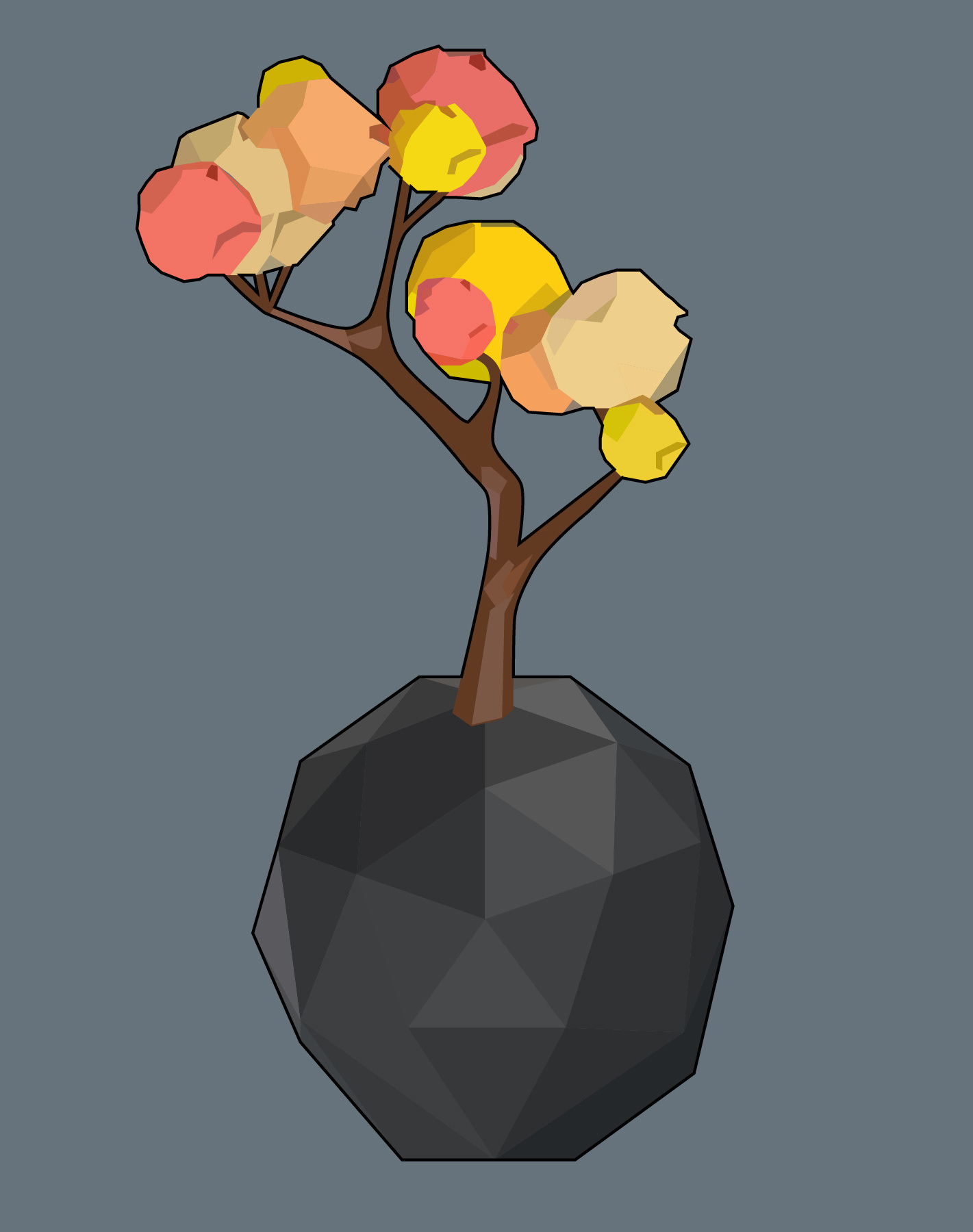 Bonsai - My, Vector graphics, Bonsai, Polygon