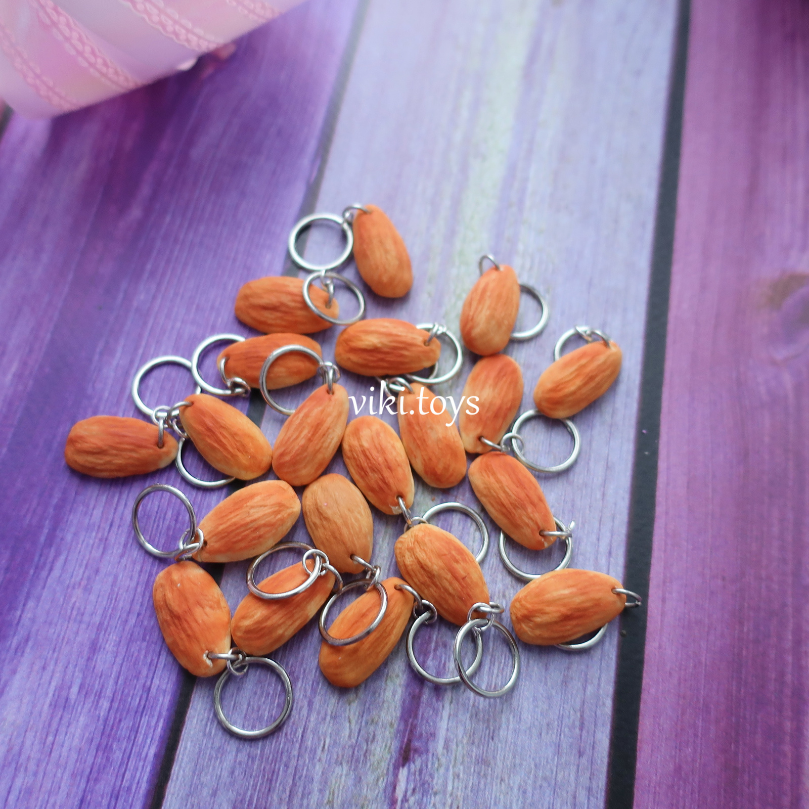 Knitting markers - Nuts) - My, Needlework, With your own hands, Handmade, Polymer clay, Nuts, Decoration, Knitting, Crochet, Longpost