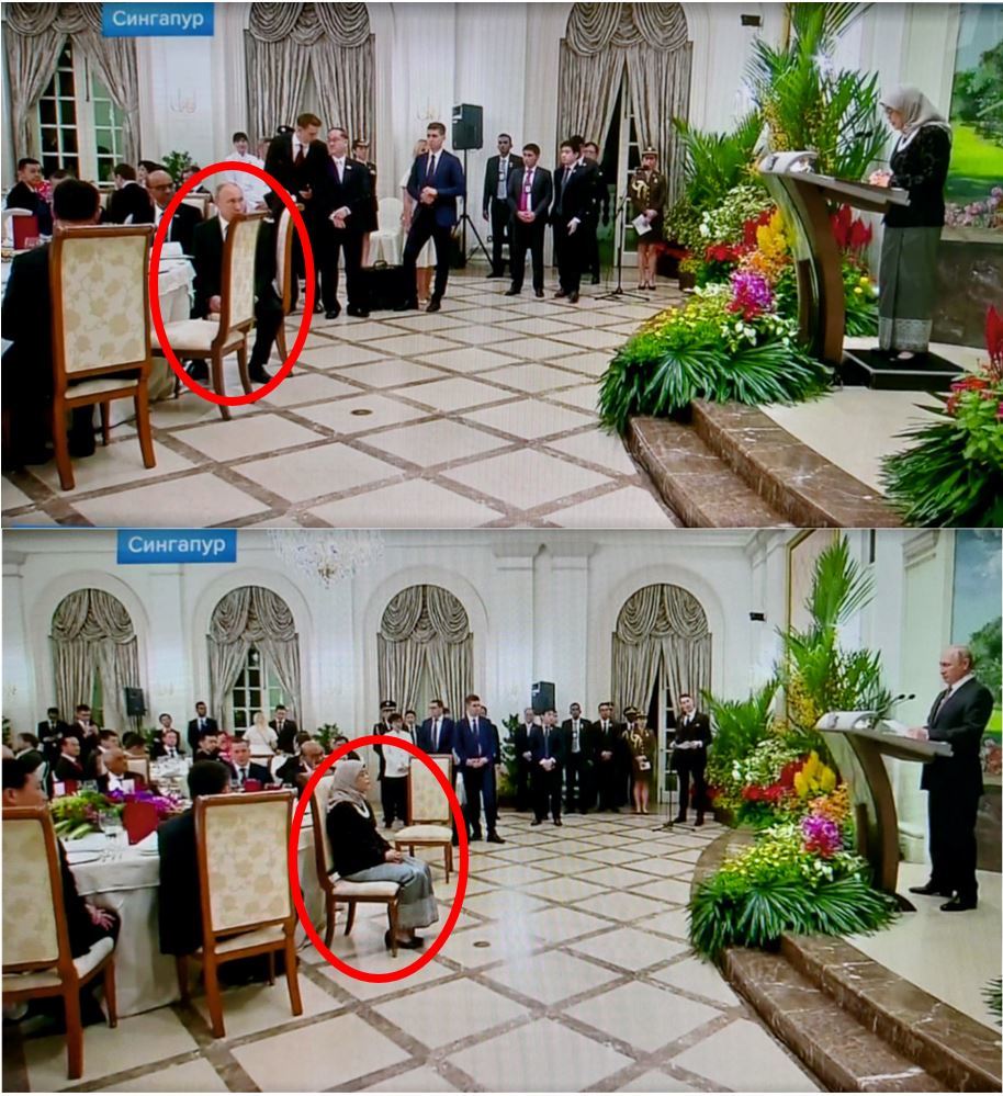 Putin vs President of Singapore. Half turn etiquette difference - My, Vladimir Putin, Etiquette, , Respect