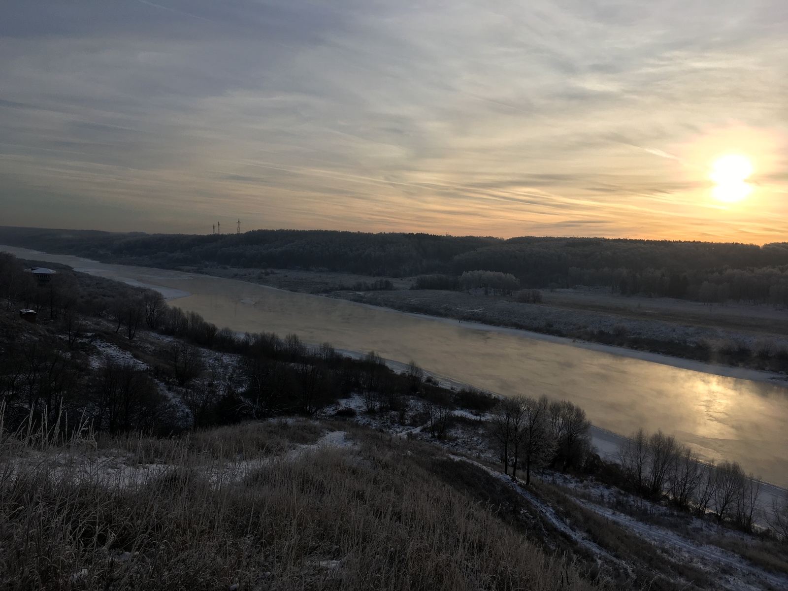 How is Oka? - My, Oka, Morning, Nature, Cold, Fishermen, The photo