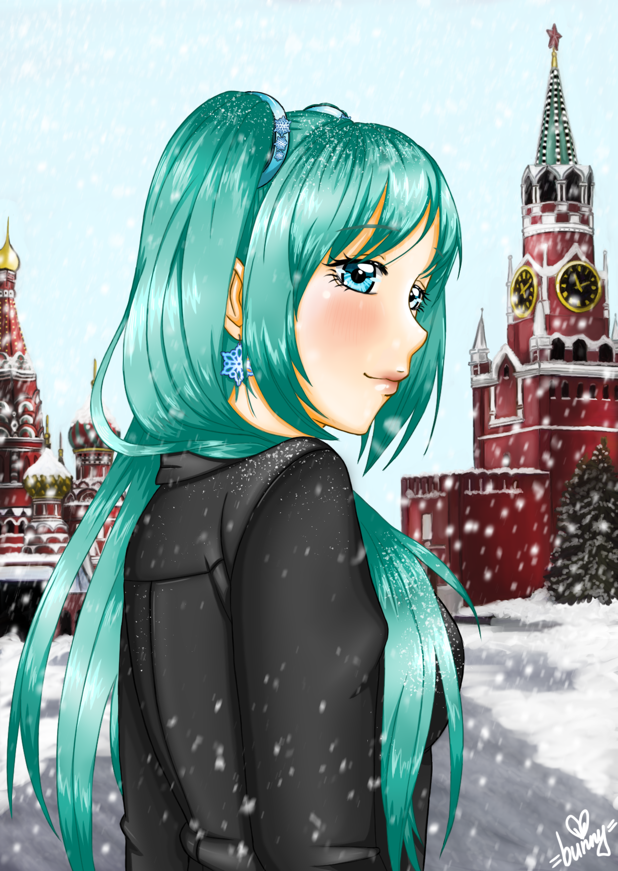 Winter Miku - My, Visual novel, Endless summer, Hatsune Miku, Bunny, Art, Anime art