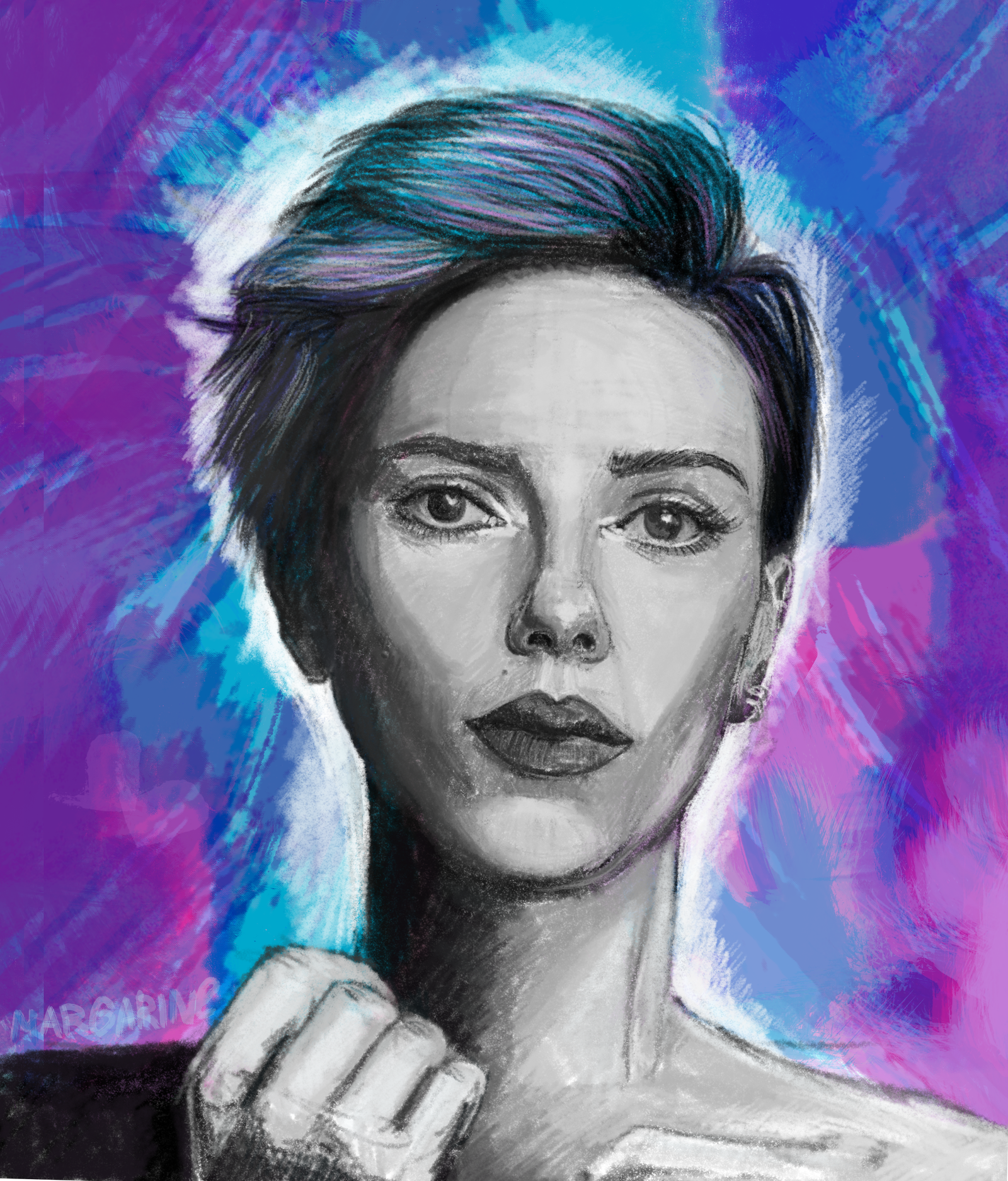 Tried new brushes for fsh) - My, Drawing, Art, Fan art, Scarlett Johansson, Actors and actresses