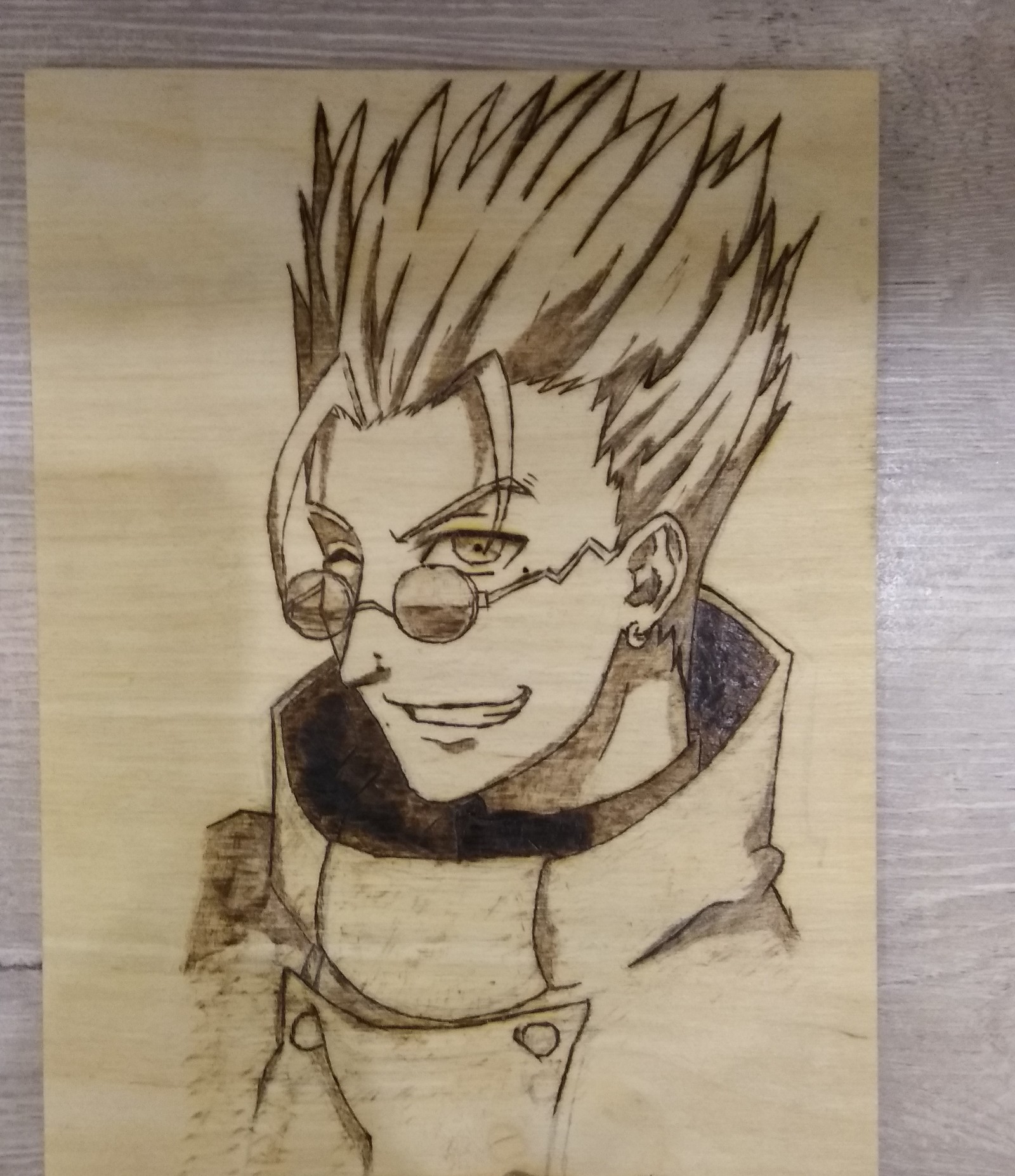 Friday's mine - My, Pyrography, Vash the Stampede, Anime, Longpost, Trigun