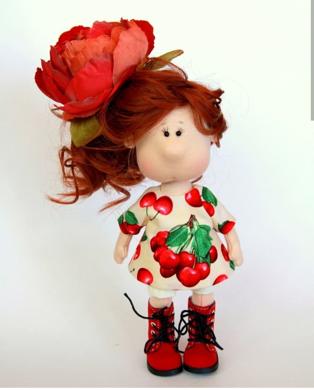 cherry mood - My, Needlework without process, Textile doll, Interior doll, Longpost