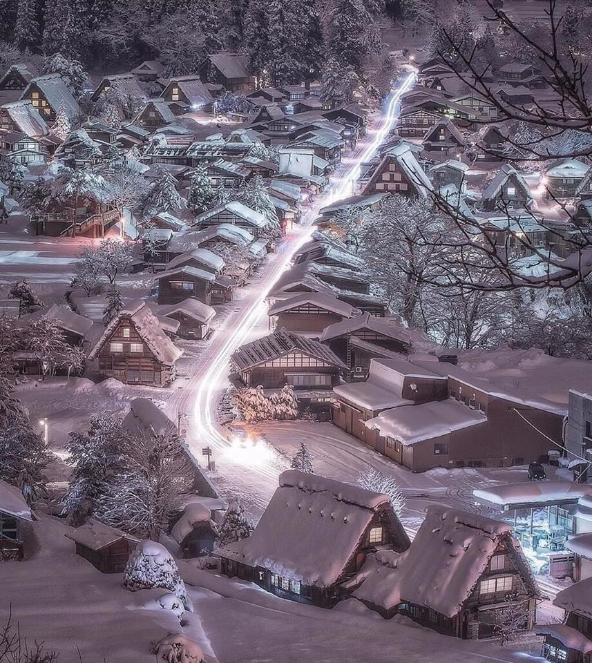 Japanese village in winter - Settlement, Japan, Winter, The photo