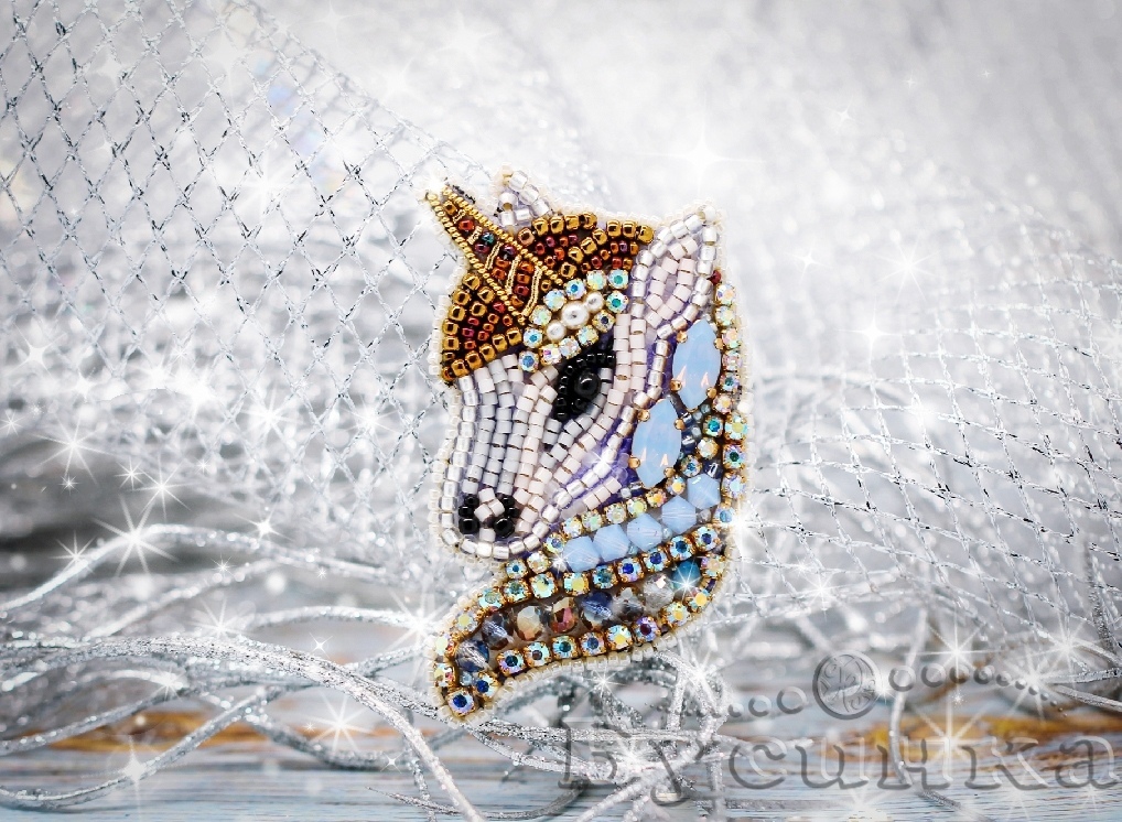 Unicorn Season - My, Unicorn, Beading, Needlework without process, Brooch