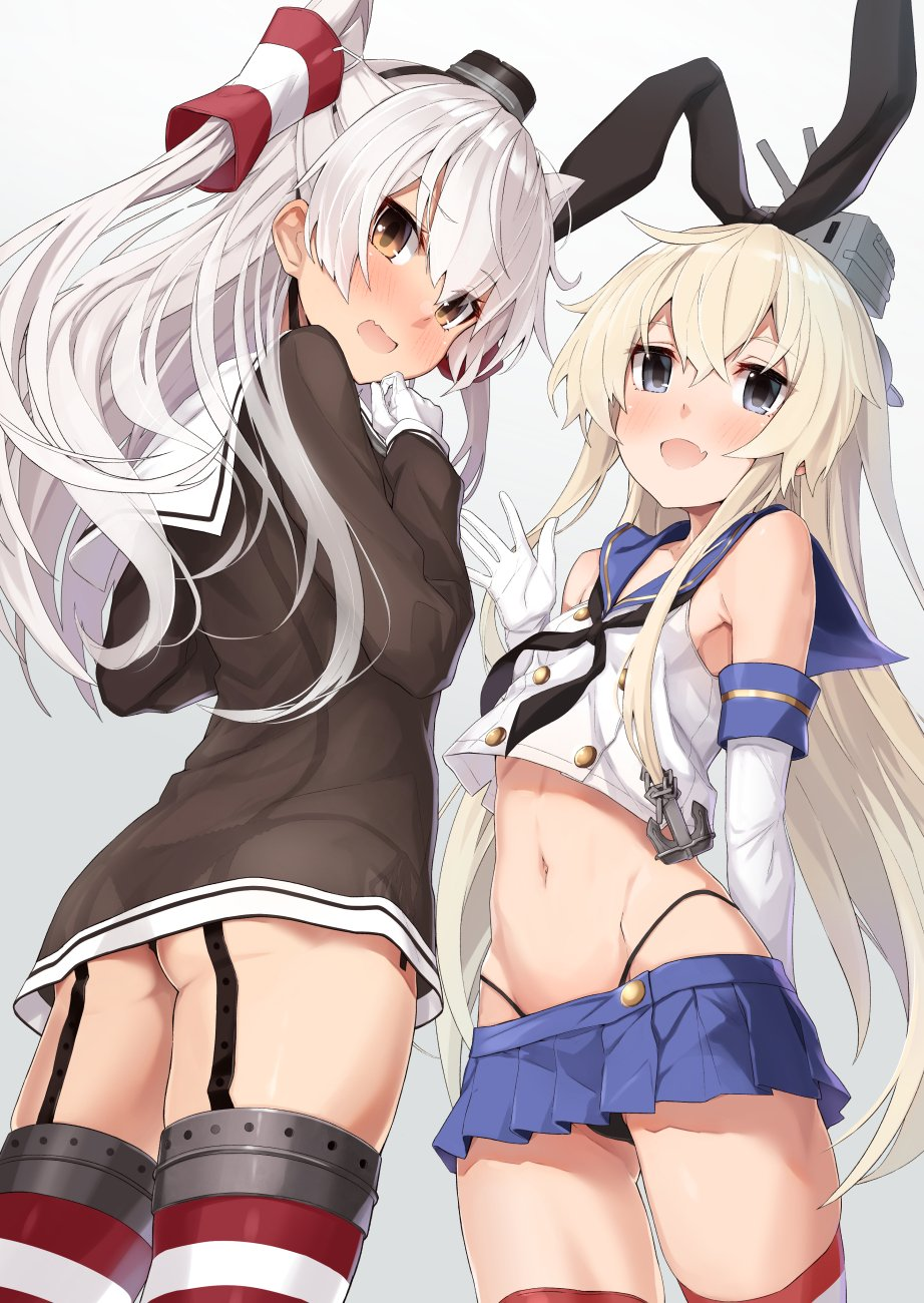 Amatsukaze and Shimakaze - Kantai collection, Amatsukaze, Shimakaze, Anime, Anime art, Booty