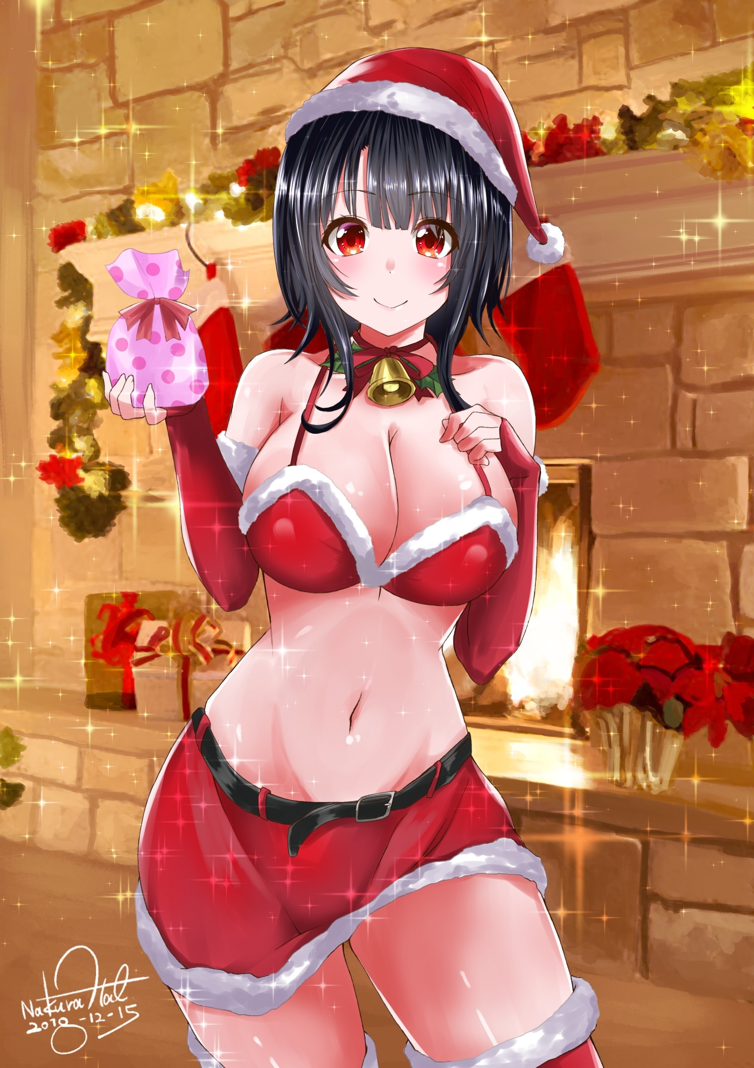 Takao - NSFW, Kantai collection, Takao, Etty, Boobs, Christmas, Anime, Art, Anime art