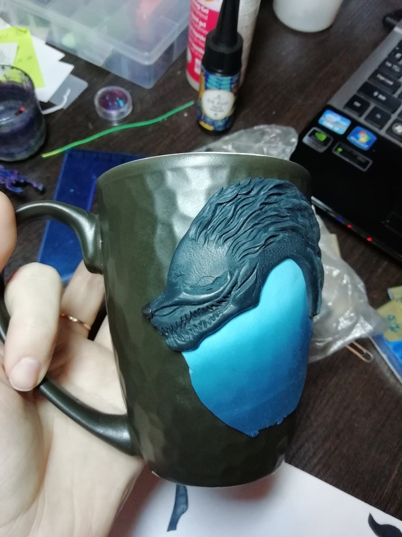 Birth Kindred from League of Legends - My, , Kindred, League of legends, Кружки, Polymer clay, Needlework with process, Handmade, Handmade, Longpost, Mug with decor