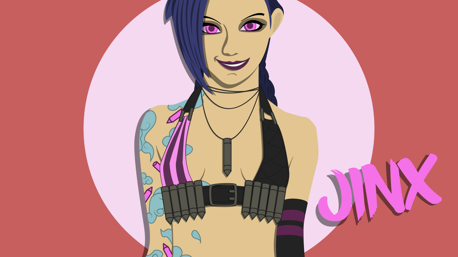 Flat Jinx - League of legends, Jinx, Adobe illustrator, , Fan art, Flat design