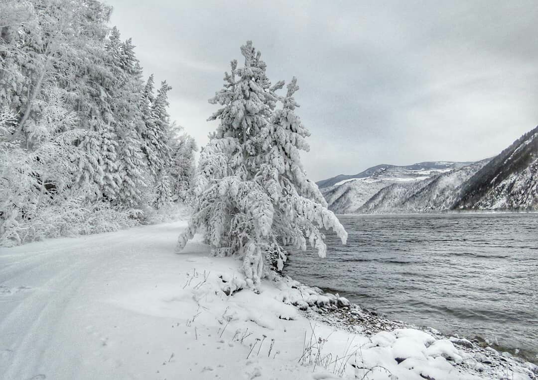 Правый берег Енисея - Берег, Енисей, Река, Снег, Зима, Красота, Фотография, Природа