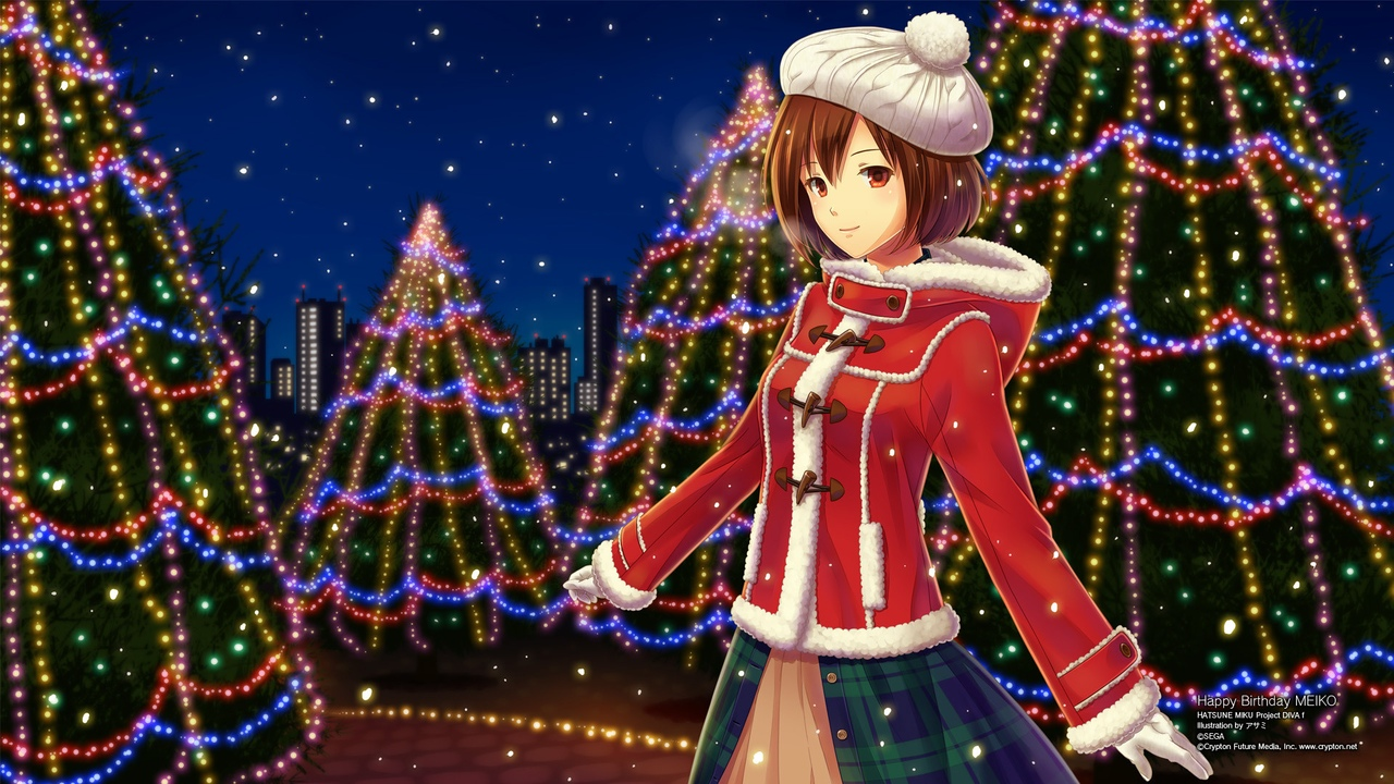 The holiday comes to us! - Anime, Not anime, Vocaloid, Meiko, Hatsune Miku, , Anime art, Christmas, Longpost