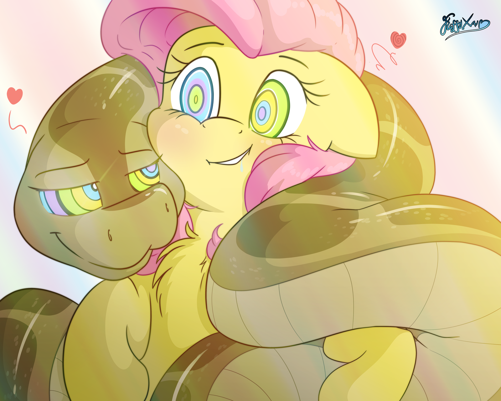 Hugs - My little pony, Fluttershy, Snake, Hugs, Hypnosis, Fluffyxai