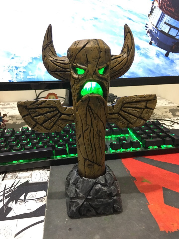 Nightlight - Healing totem / Hearthstone V2.0 - My, Polymer clay, , Creation, Hearthstone, Warcraft, Peekaboo, Interesting, Longpost