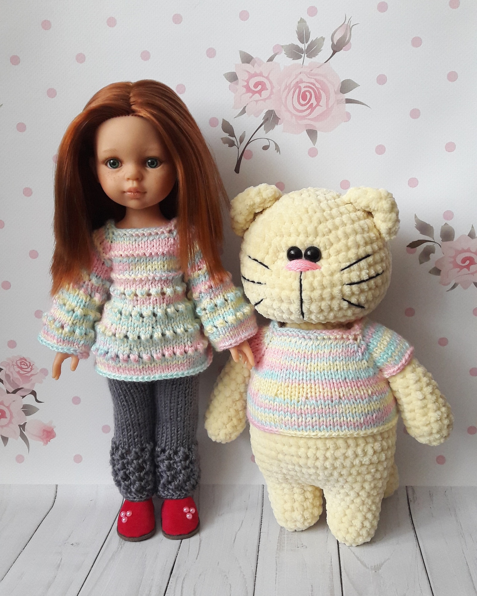 Alice and a cat named Mishka. - My, cat, New Year, Presents, Toys, Doll, Handmade, Knitting