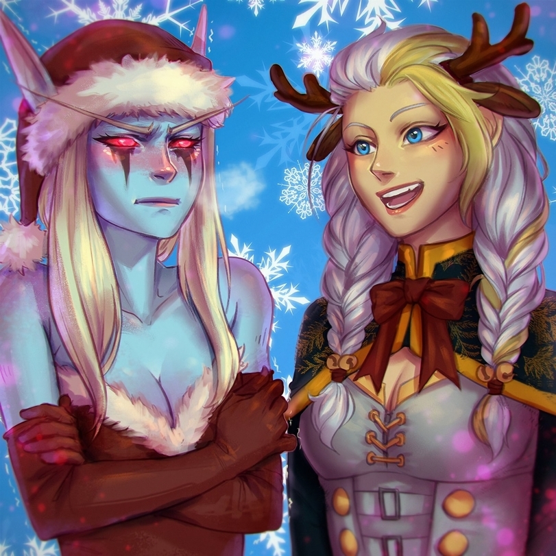 Happy Winter Veil Festival! - Sylvanas Windrunner, Jaina Proudmoore, World of warcraft, Art, 