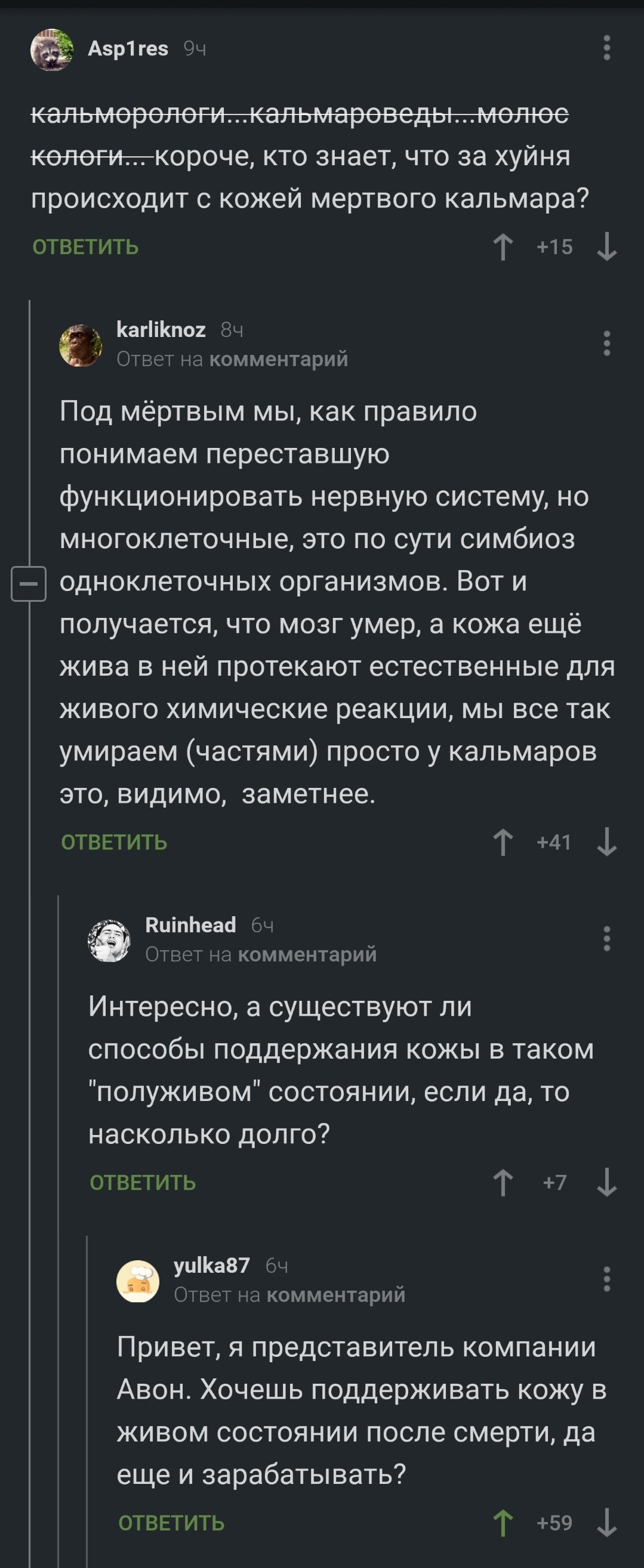 Кожа мертвого кальмара - Кальмар, Кожа, Комментарии, Длиннопост, Скриншот, Комментарии на Пикабу