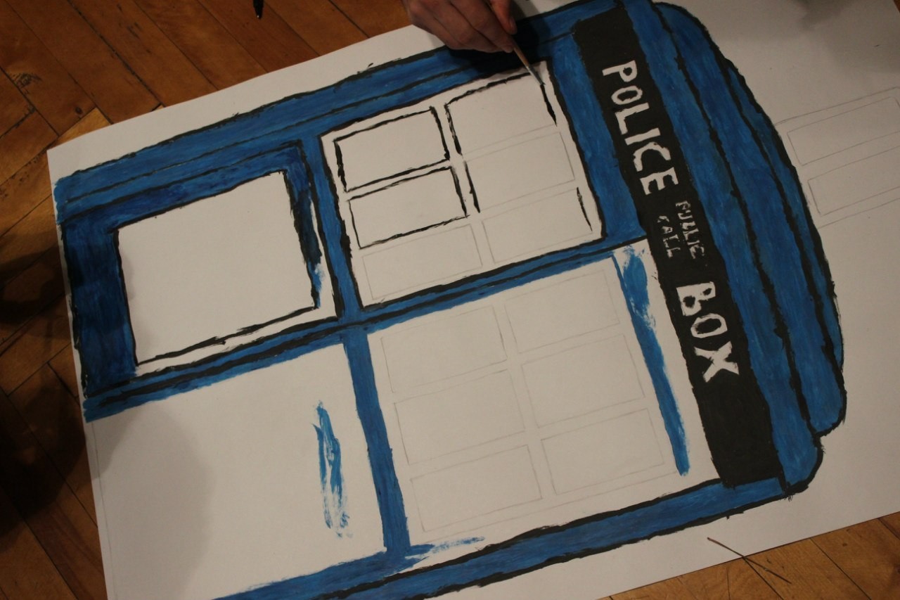 Creation of the TARDIS - poster - My, TARDIS, Drawing, Friends, Longpost