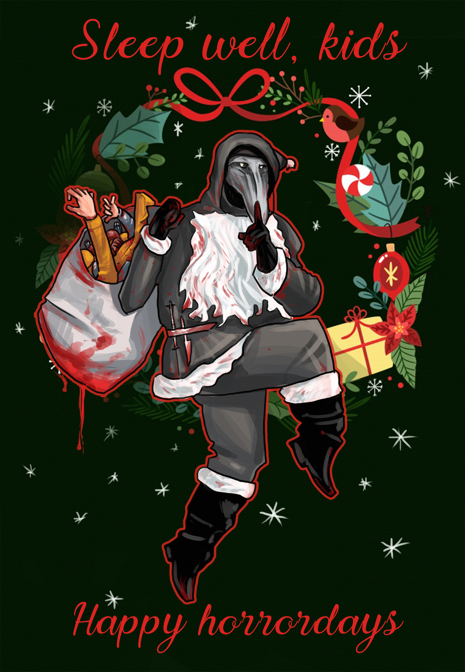 New Year and Christmas cards for SCP: SL - My, SCP, Game art, New Year, Postcard, Games, Plague Doctor, Horror, , Longpost