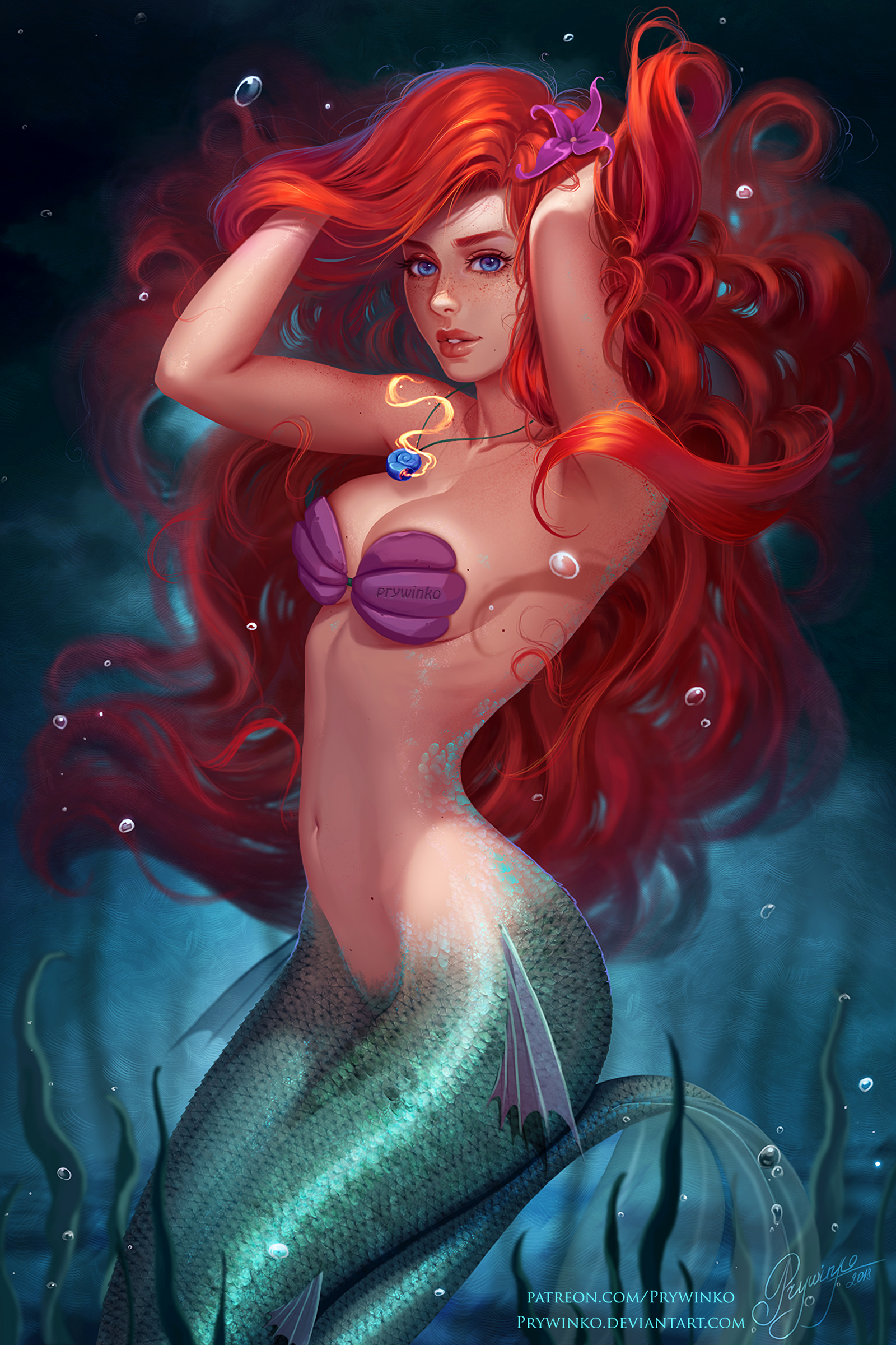 Mermaid - Арт, Walt Disney Company, Мультфильмы, Русалочка, Ариэль, Prywinko