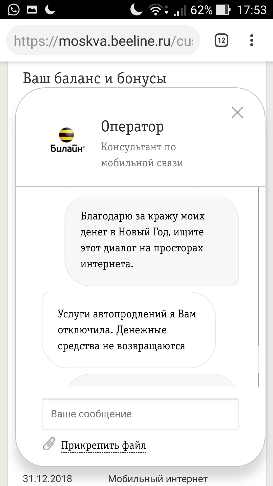 How Beeline congratulated me on the New Year 2019 - My, , Beeline, MTS, Megaphone, Tele 2, cellular, Mobile Internet, New Year, Longpost