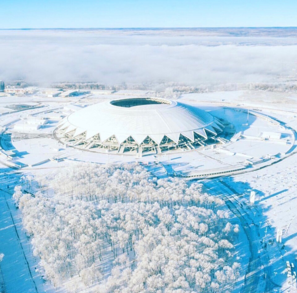 Snow covered Samara Arena - Samara, Winter, Arena, freezing, Forest