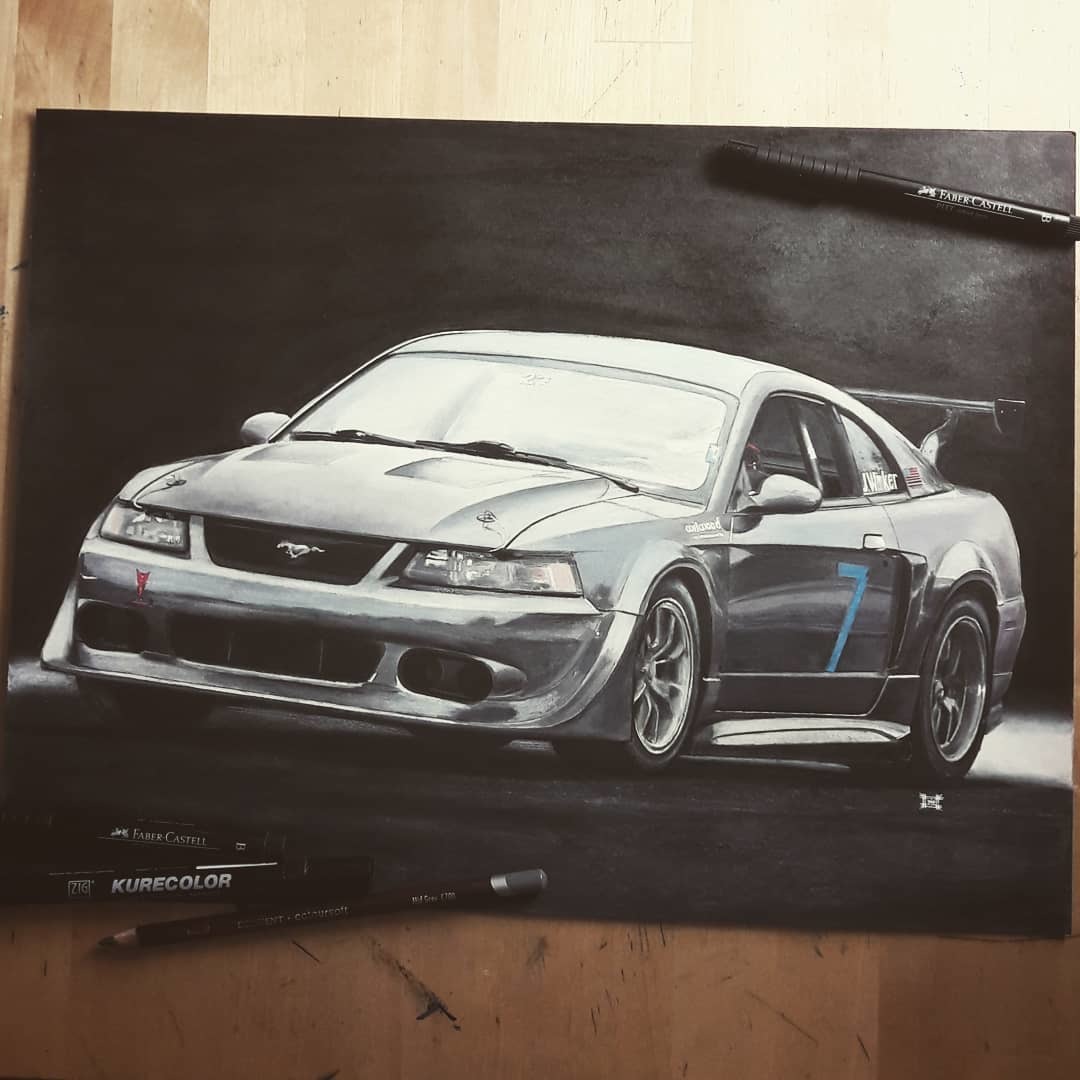 Featured Works: 2004 Subaru Impreza WRX, '68 Dodge Charger, Ford Mustang SN95 - My, Subaru, Dodge, Dodge charger, Ford mustang, Art, Drawing, Pencil drawing, Auto, Longpost