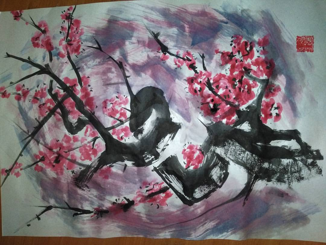 Plum May - My, Chinese art, Plum, Mascara, , Chinese painting, Longpost