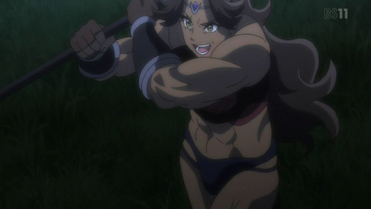 Amazon from the anime Goblin Slayer - Goblin slayer, Anime, Strong girl, Amazon, Warrior, GIF, Longpost