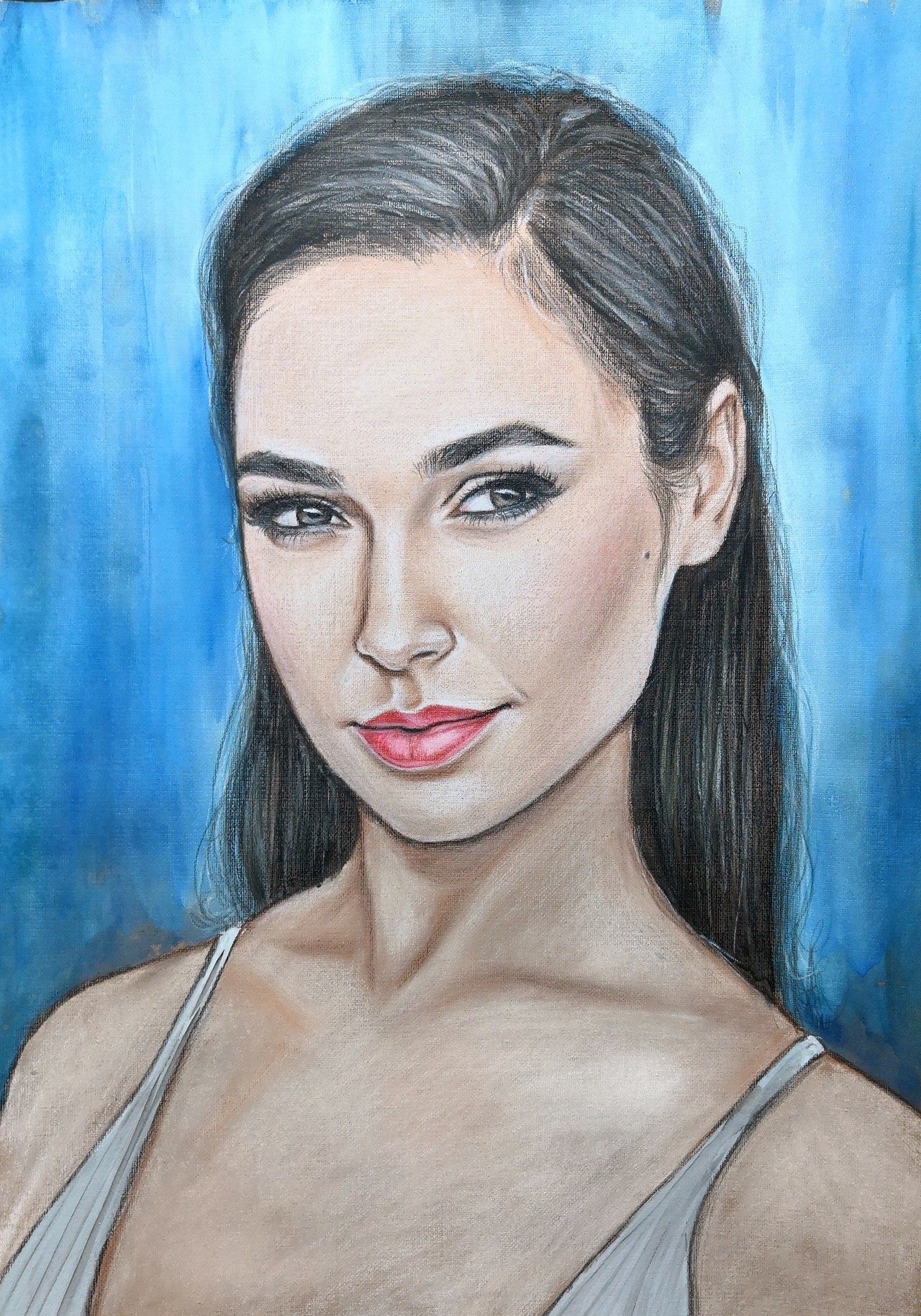 Portrait of Gal Gadot - My, Portrait, Gal Gadot, Girls, Pastel, Art, Drawing, Creation