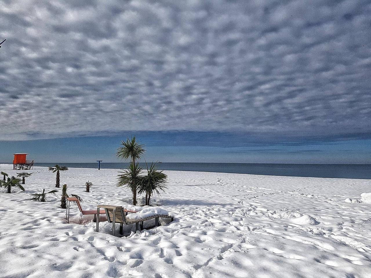 Winter Batumi (five years ago) - My, The photo, Snow, Beach, Batumi, Georgia