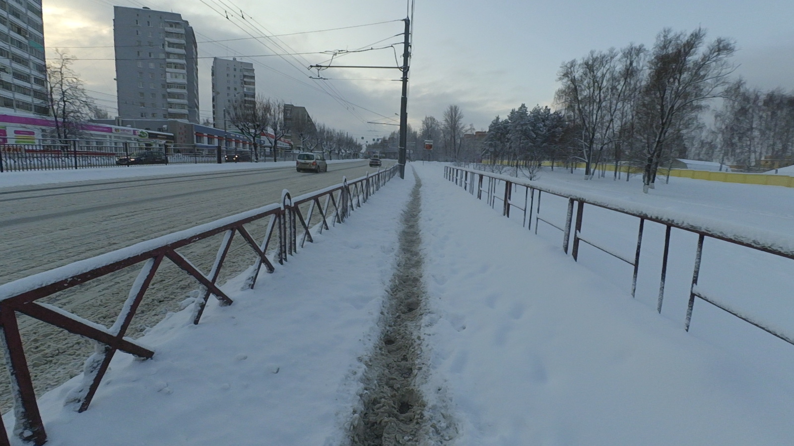 Ярославль — город заячьих троп. - Моё, Ярославль, Тротуар, Зима, Московский проспект