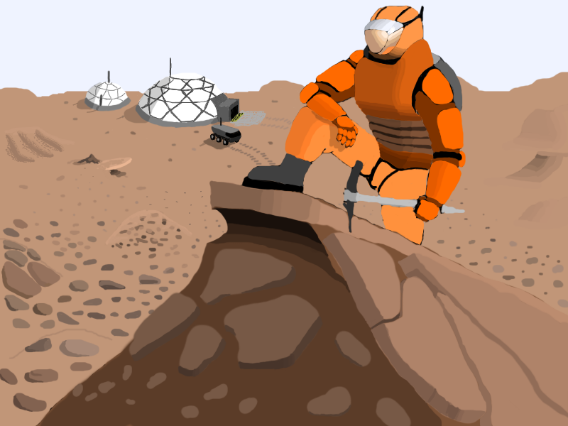 martian engineer - My, Космонавты, Mars, Space, Paint, Drawing