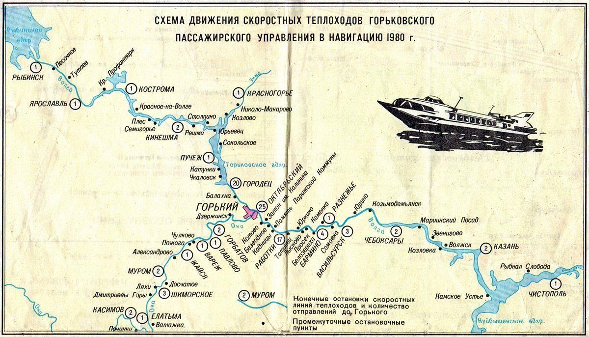 Navigation 1980 - the USSR, bitter, Volga, Oka, Navigation, Speed