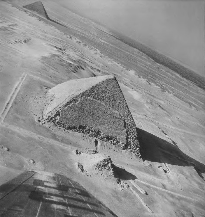 Under the wing of an airplane - Egypt, Ancient Egypt, Pyramid, Necropolis, , Dahshur, Old photo, Black and white photo