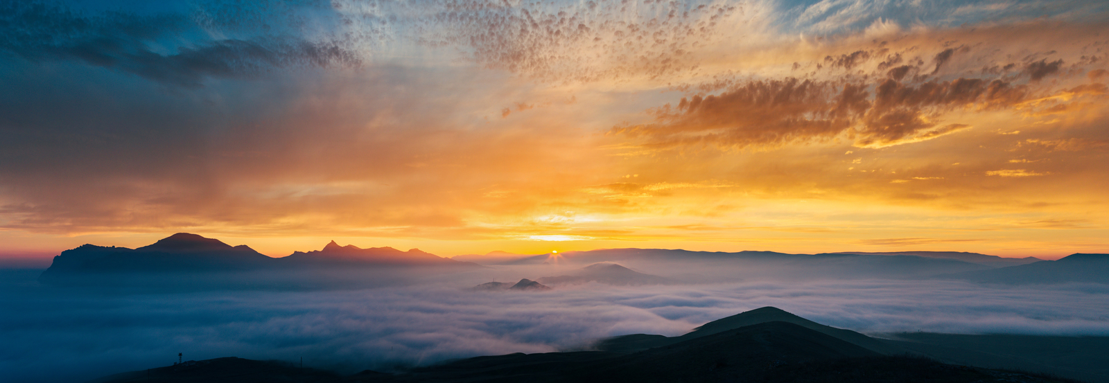 Fog - My, Sunset, Fog, The mountains, The photo, Crimea, Koktebel