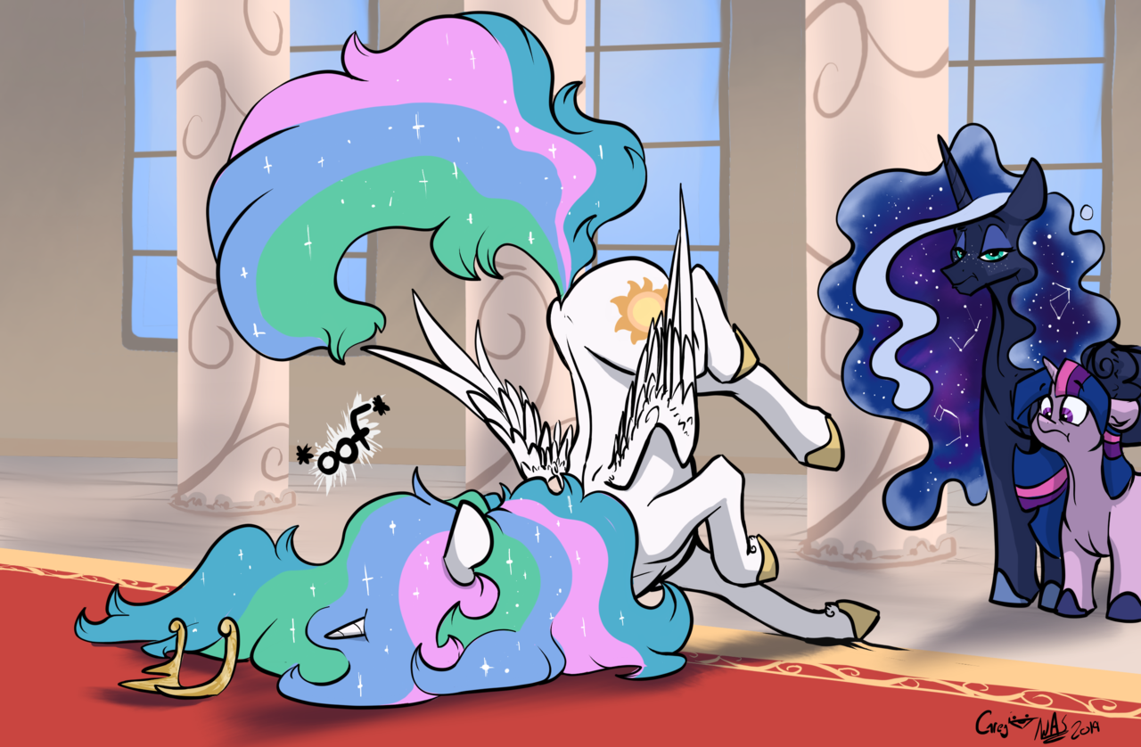 Grace of a cat - My little pony, Princess celestia, Princess luna, Twilight sparkle, Greyscaleart