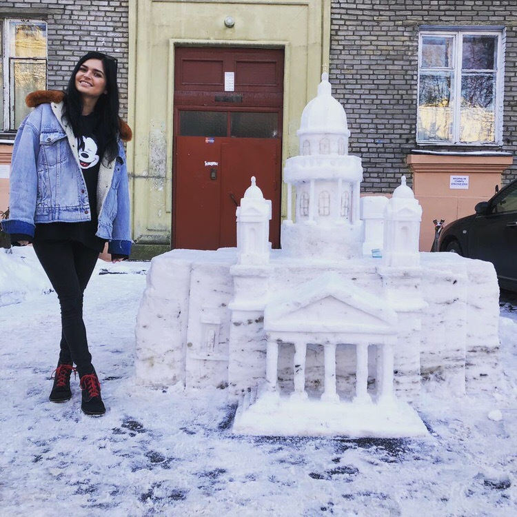 Snowy Isaac and his author - My, Saint Petersburg, Saint Isaac's Cathedral, beauty, Snow figures, Longpost