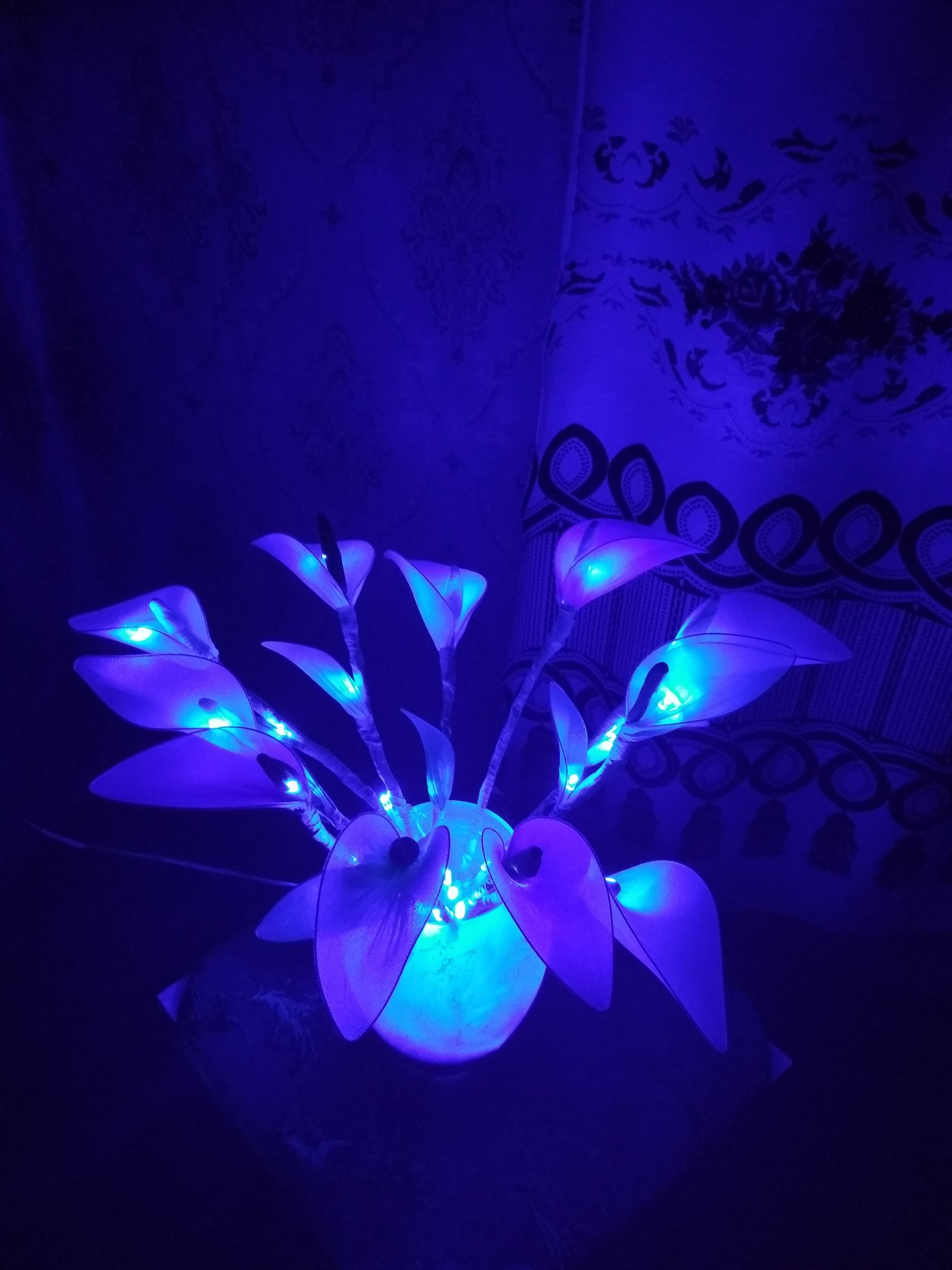 Nylon flower night light - My, Night light, Needlework without process, Nylon, Longpost