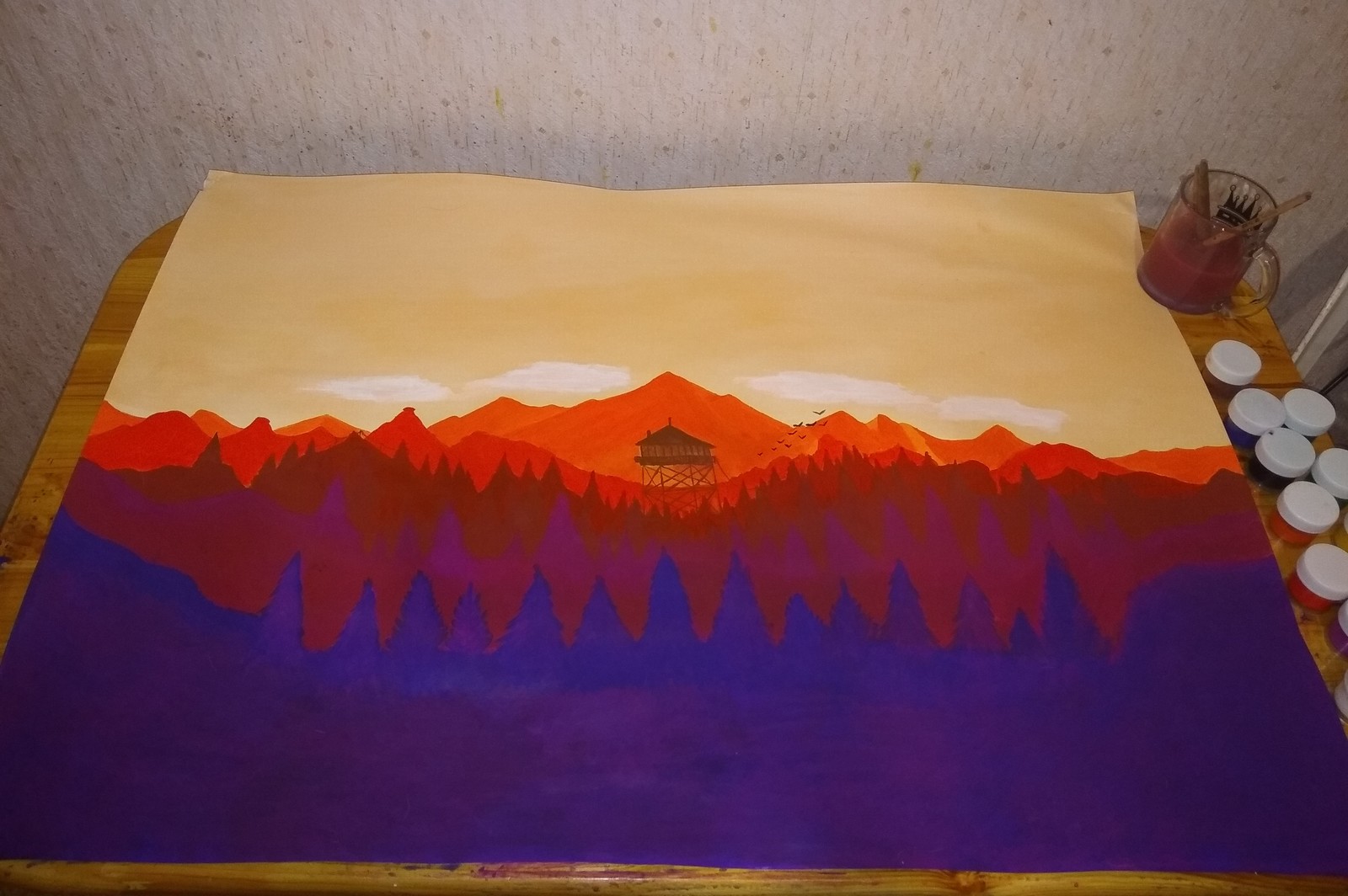 My mazylki on the theme of Firewatch - My, Firewatch, Drawing, Painting, Not an artist, Landscape