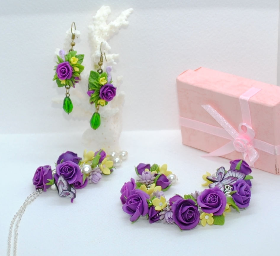 Lots of purple roses. - My, Polymer clay, Needlework without process, , Longpost