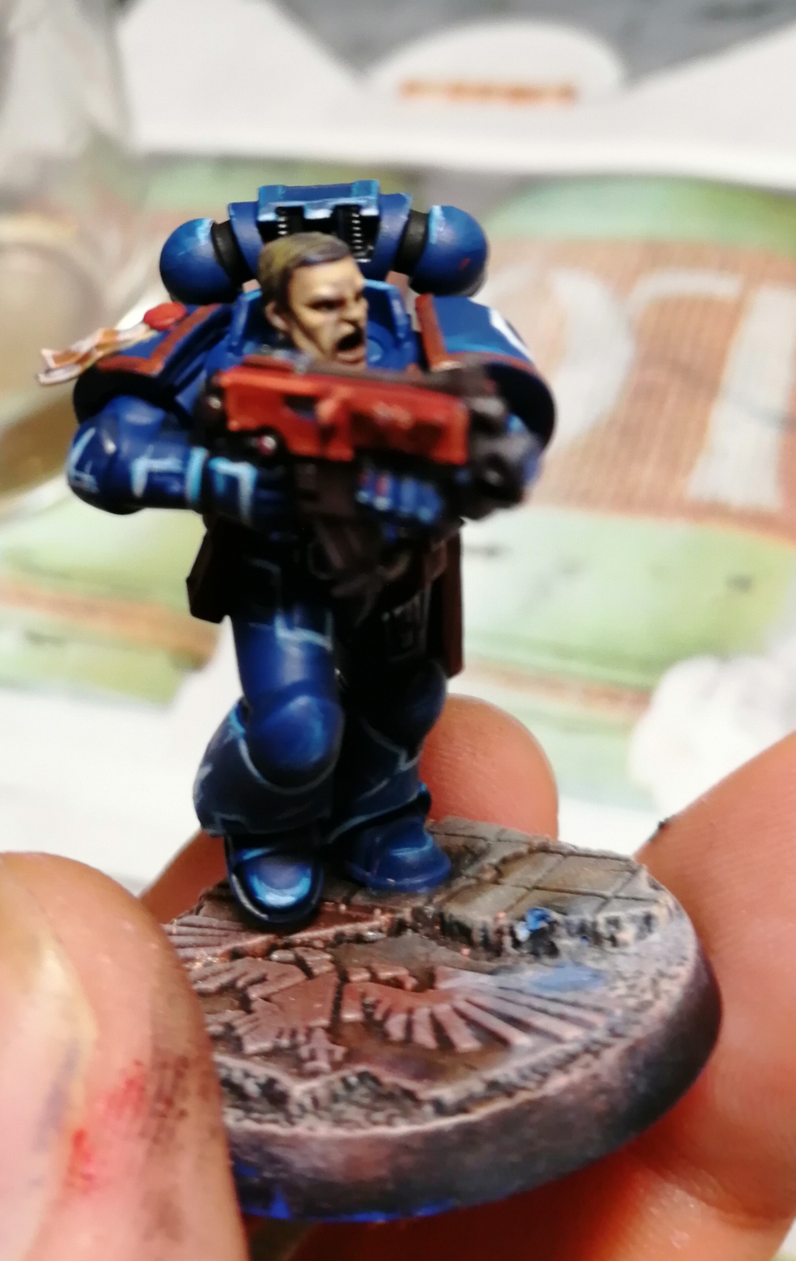 The first attempts to paint the Space Marines - My, Warhammer 40k, Space Marine, Ultramarines, Painting miniatures, Longpost